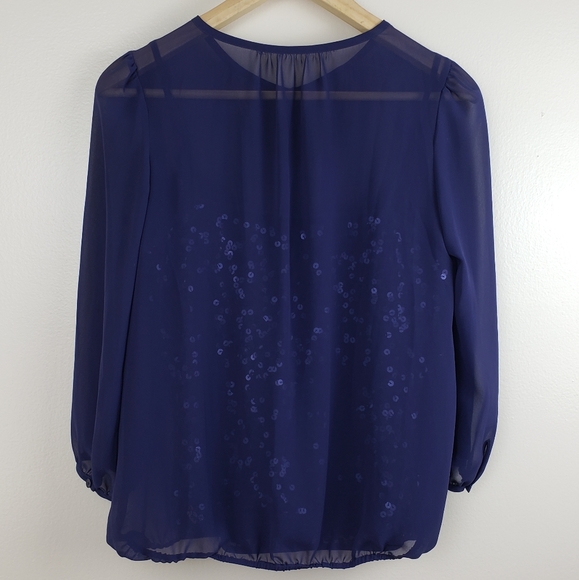 Ann Taylor Loft Navy Blouse with Sequin Cami - Picture 6 of 7